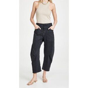 NILI LOTAN Shon Barrrel Black Wash Utility Pants With Front Patch Pockets size 0